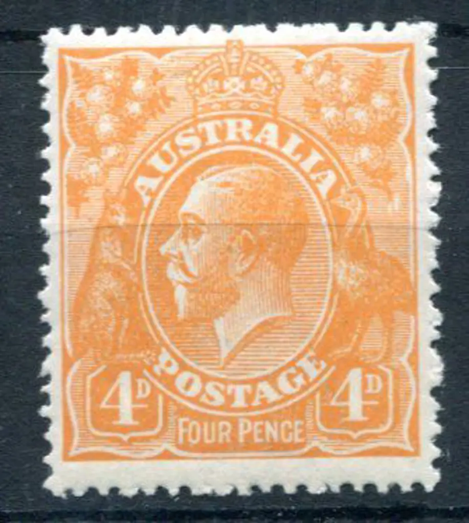 1914-20 Single watermark 4d orange with wmk ... Image 1++