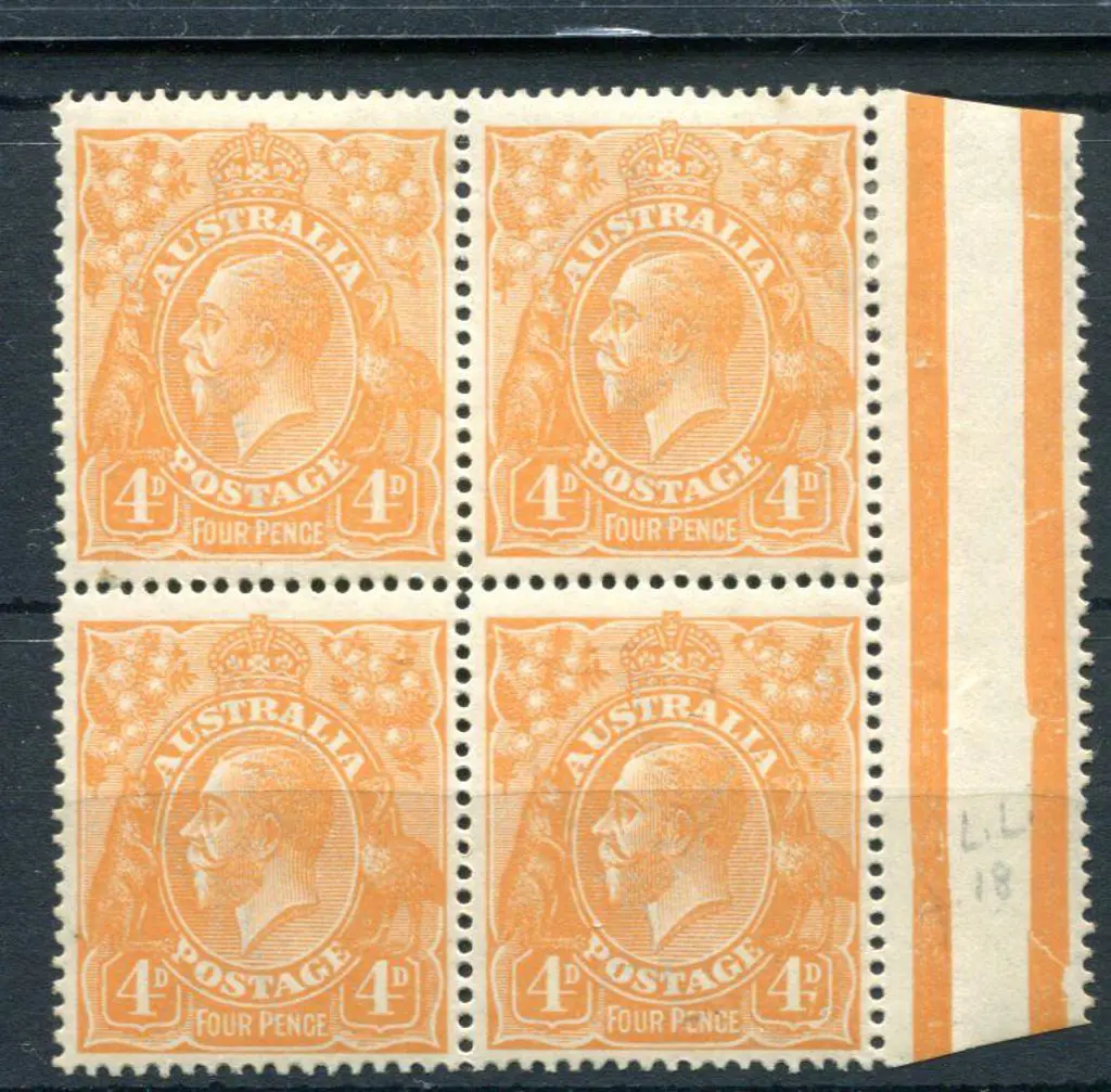 1914-20 Single watermark 4d orange, plate 2 in ... Image 1++