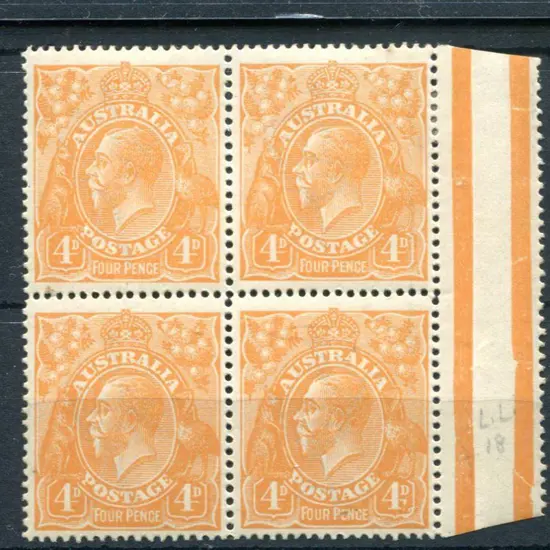 1914-20 Single watermark 4d orange, plate 2 in ...