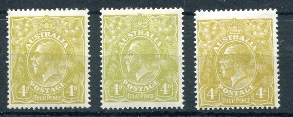 1914-20 Single watermark 4d olive, 4d greenish ... Image 1++