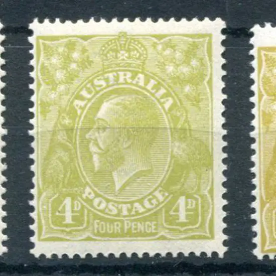1914-20 Single watermark 4d olive, 4d greenish ...