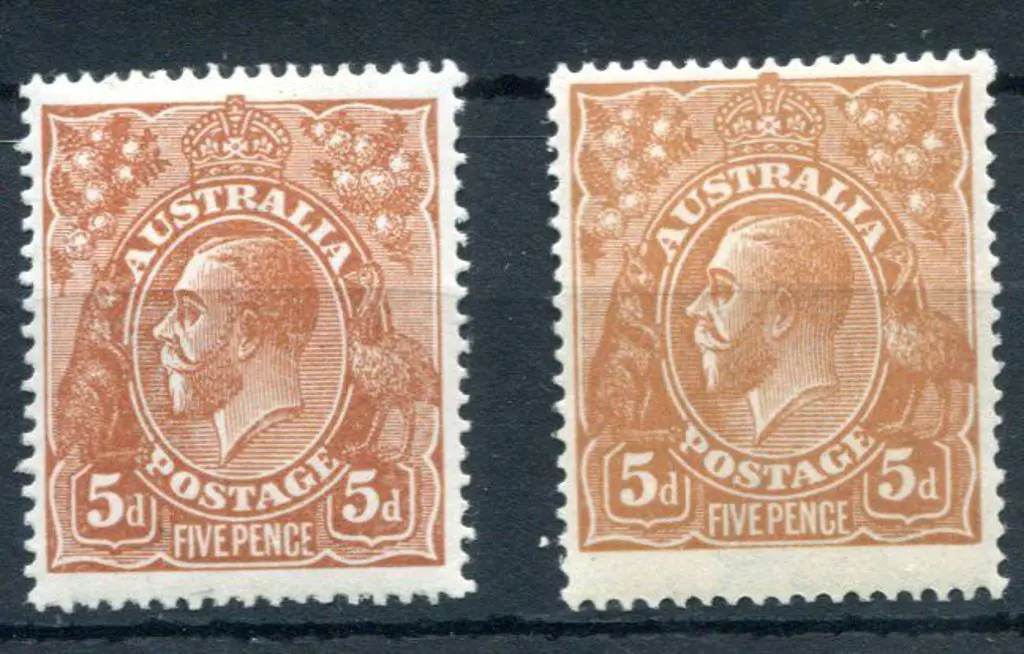 1914-20 Single watermark 5d chestnut & 5d ... Image 1++