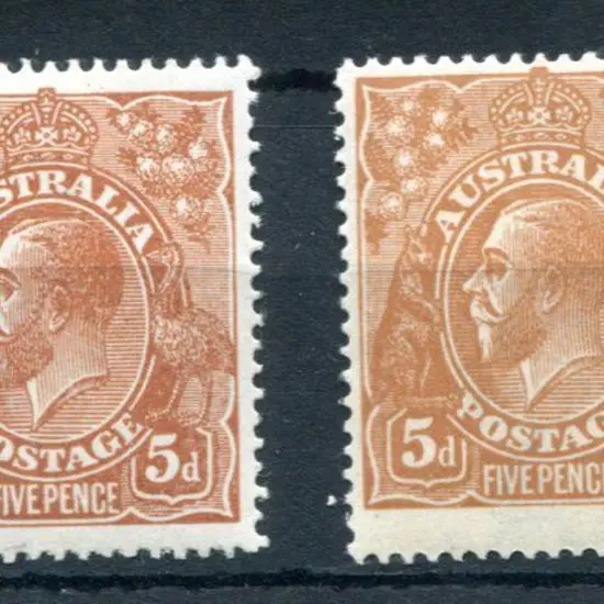 1914-20 Single watermark 5d chestnut & 5d ...