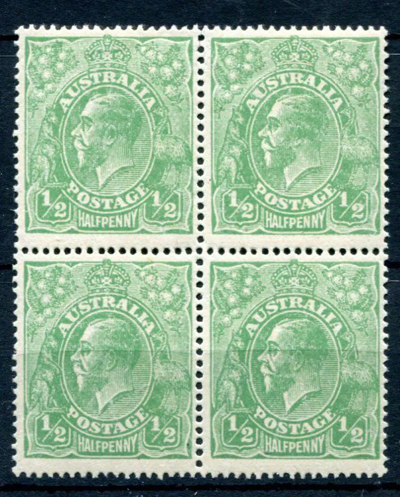 1918-20 Large Multiple Perf.14 ½d bluish-green ... Image 1++