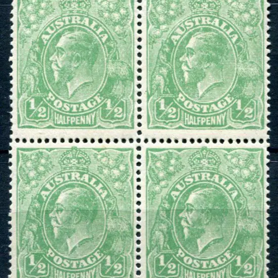 1918-20 Large Multiple Perf.14 ½d bluish-green ...