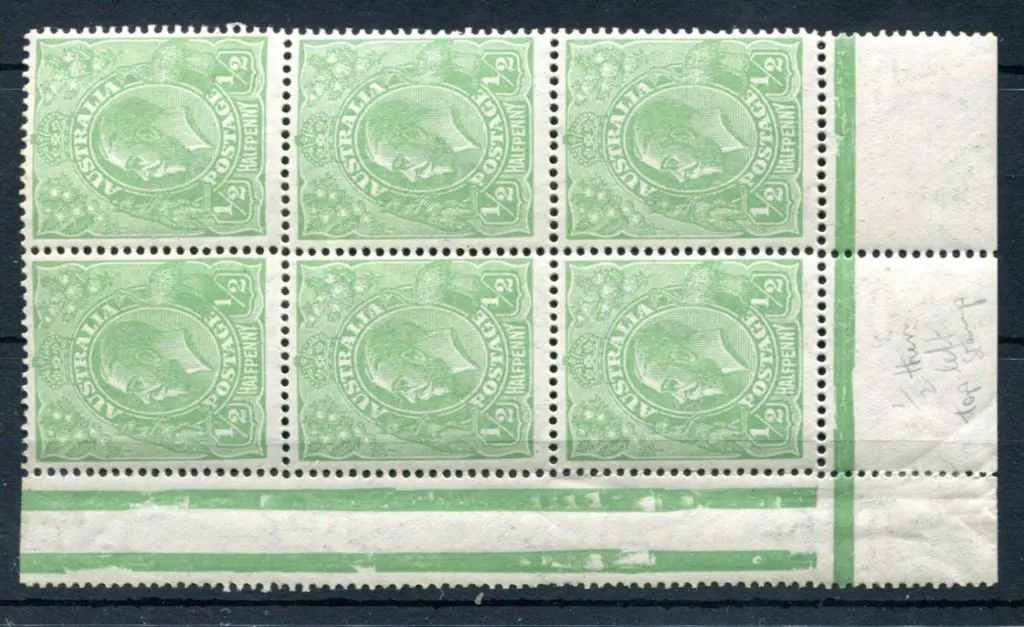 1918-20 Large Multiple Perf.14 ½d bluish-green ... Image 1++