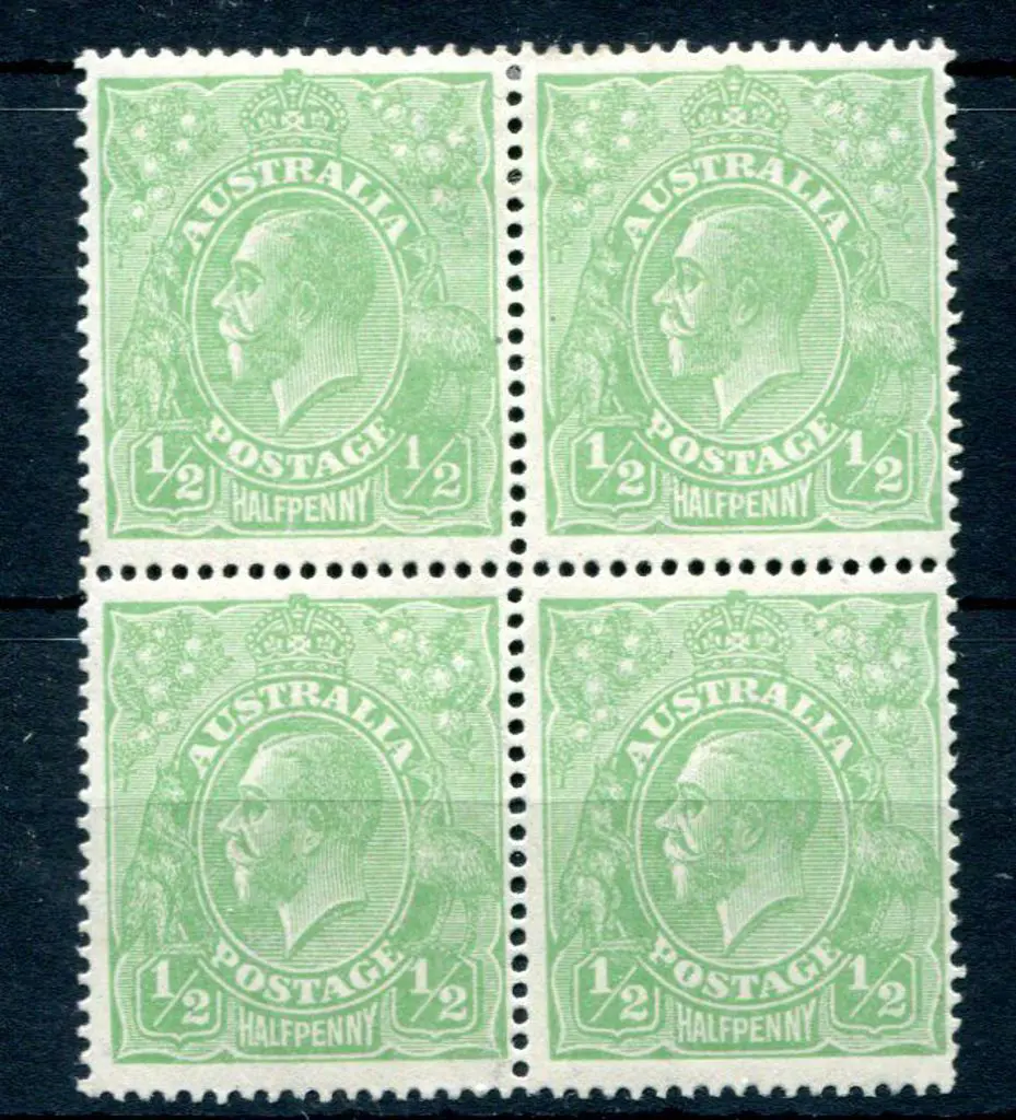 1918-20 Large Multiple Perf.14 ½d yellowish-green ... Image 1++