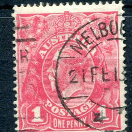 1918-20 Large Multiple Perf.14 1d carmine-pink ...