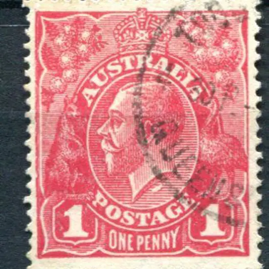 1918-20 Large Multiple Perf.14 1d carmine-rose ...