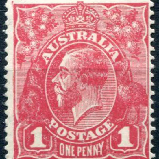 1918-20 Large Multiple Perf.14 1d carmine-rose ...