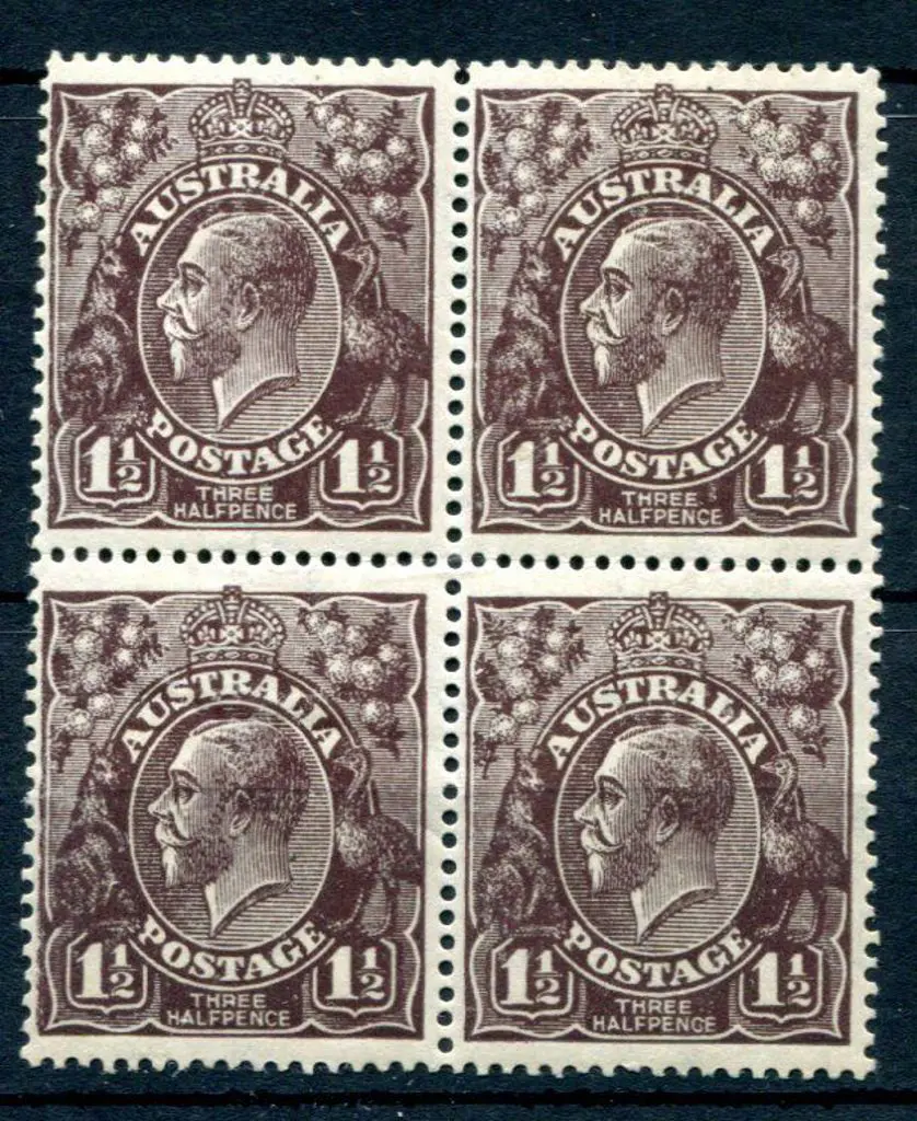 1918-20 Large Multiple Perf.14 1½d purple-black ... Image 1++