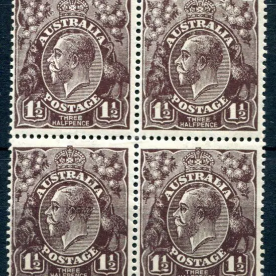 1918-20 Large Multiple Perf.14 1½d purple-black ...