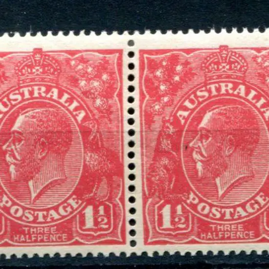 1924 No Wmk 1½d rose-red pair with left unit ...