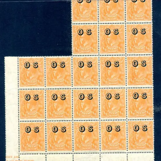 1931-36 CofA Wmk ½d orange, CofA wmk irregular ...