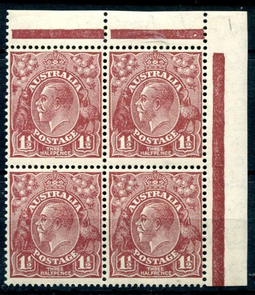1931-36 CofA Wmk 1½d red-brown plate 1, plate dot ... Image 1++