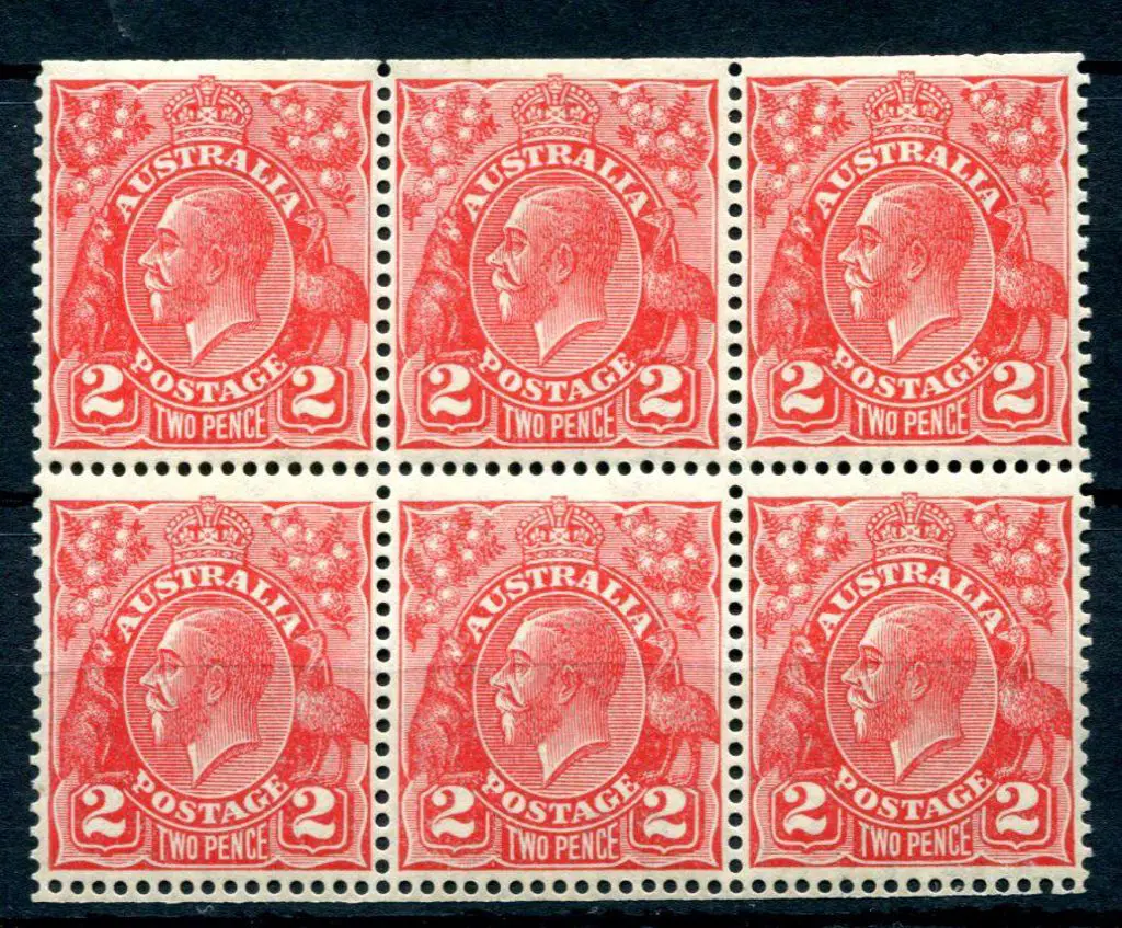 1931-36 CofA Wmk 2d golden-scarlet booklet pane of ... Image 1++