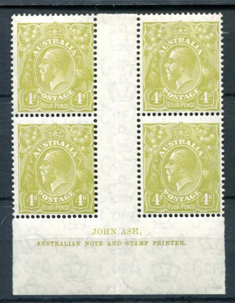 1931-36 CofA Wmk 4d olive in John Ash imprint ... Image 1++