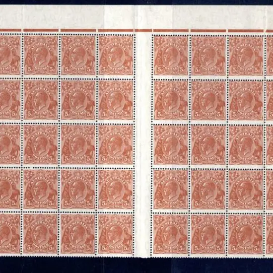 1931-36 CofA Wmk 5d orange-brown, plate 3 in part ...