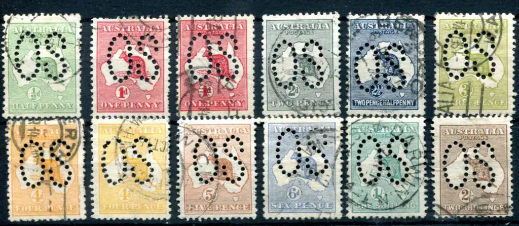 1913 ½d to 2/- kangaroos incl 1d Die I & II plus ... Image 1++