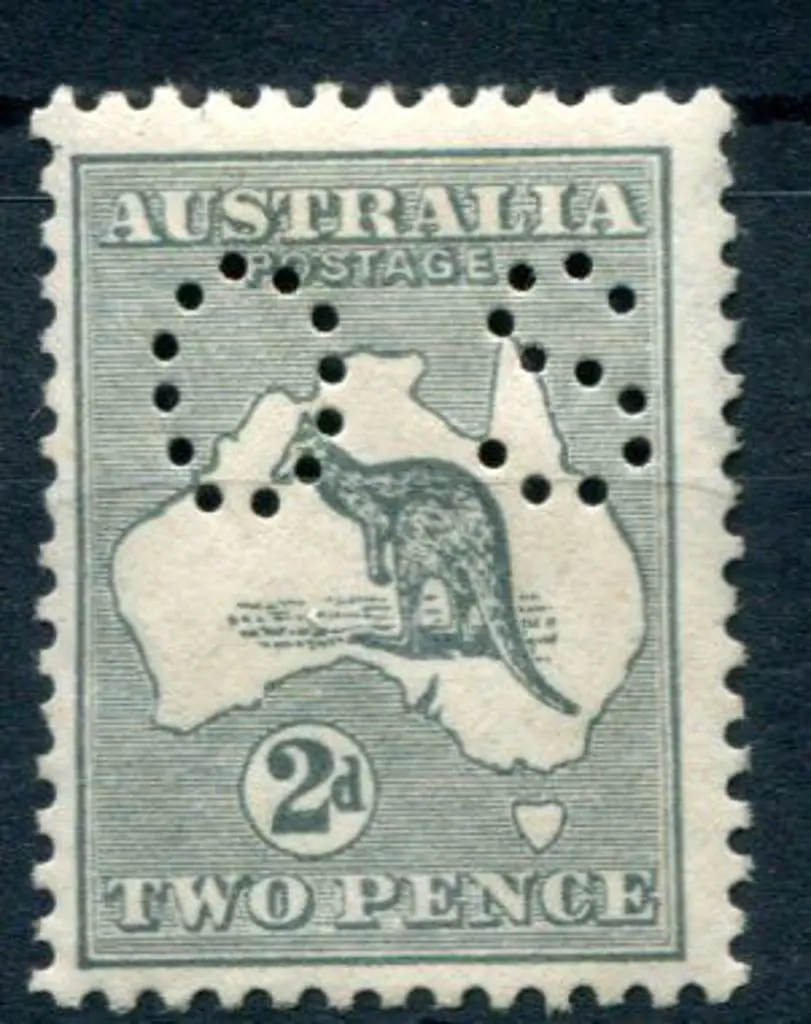 1915 2d slate grey, 2nd wmk perfined small "OS". ... Image 1++