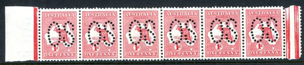 1913 1d red, Die II perfined large "OS" horiz ... Image 1++