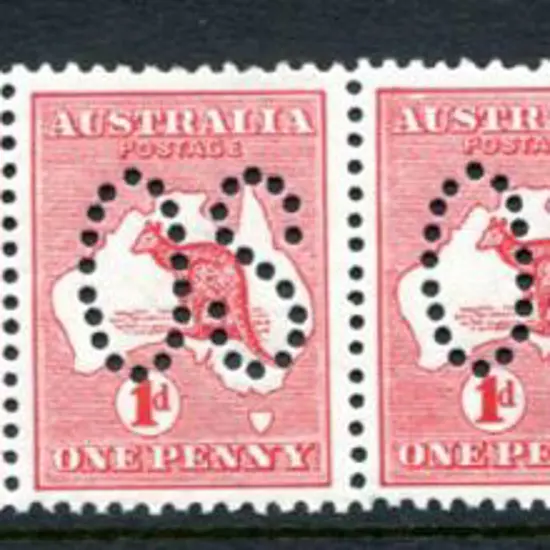 1913 1d red, Die II perfined large "OS" horiz ...