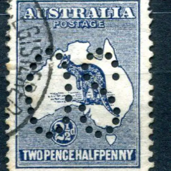 1913 2½d indigo, 1st wmk perfined large "OS" with ...