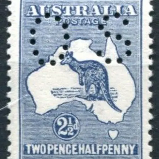 1913 2½d indigo, 1st wmk perfined small "OS". ...