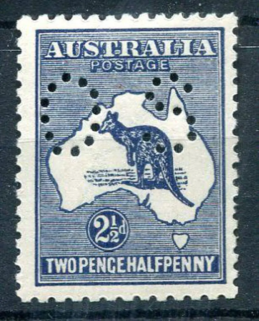 1915/28 2½d indigo, 3rd wmk perfined "OS". MLH, ... Image 1++