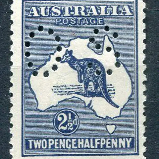 1915/28 2½d indigo, 3rd wmk perfined "OS". MLH, ...