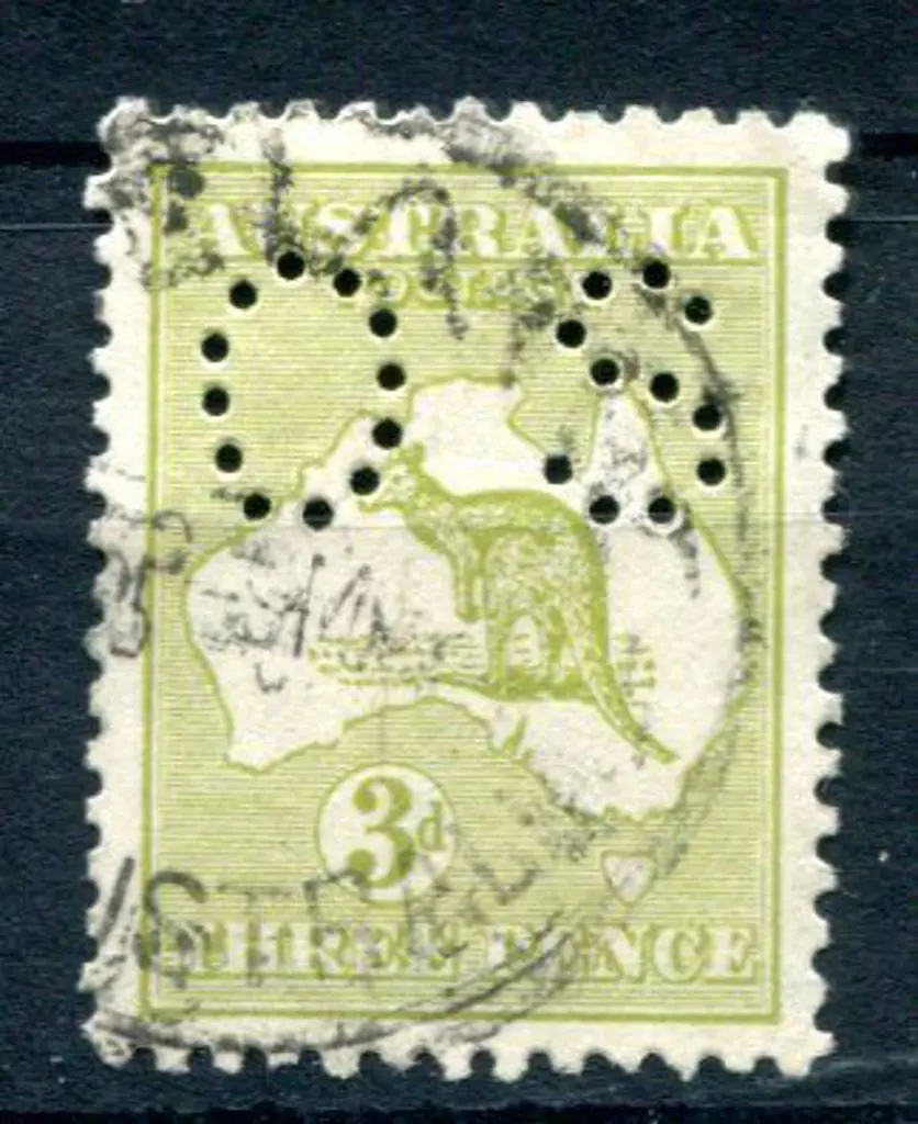 1913 3d olive Die II, 1st wmk perfined small "OS". ... Image 1++