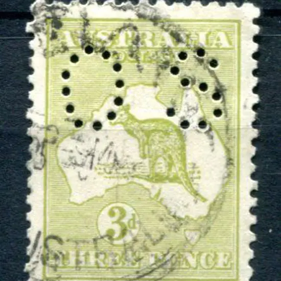 1913 3d olive Die II, 1st wmk perfined small "OS". ...