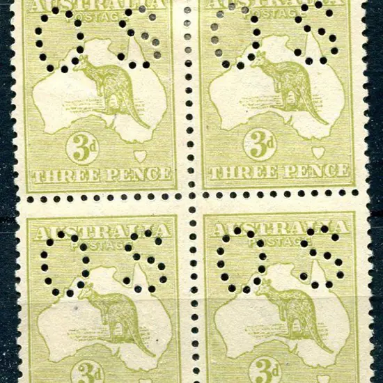 1915/28 3d olive, 3rd wmk, Die I block of 4 ...