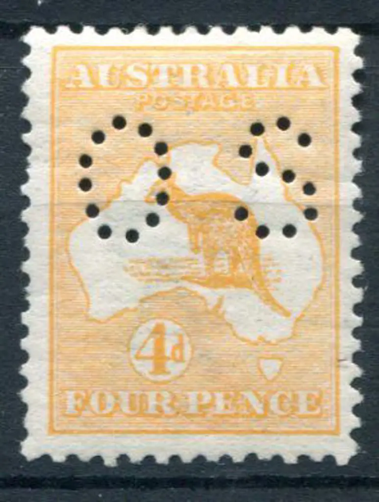 1913 4d orange, 1st wmk perfined small "OS". MUH, ... Image 1++