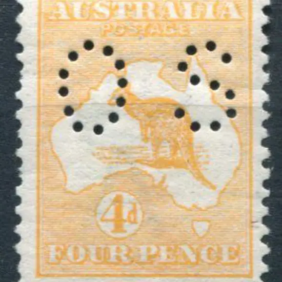 1913 4d orange, 1st wmk perfined small "OS". MUH, ...