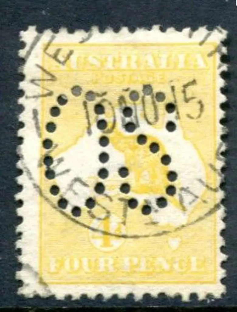 1913 4d orange-yellow, 1st wmk perfined large ... Image 1++
