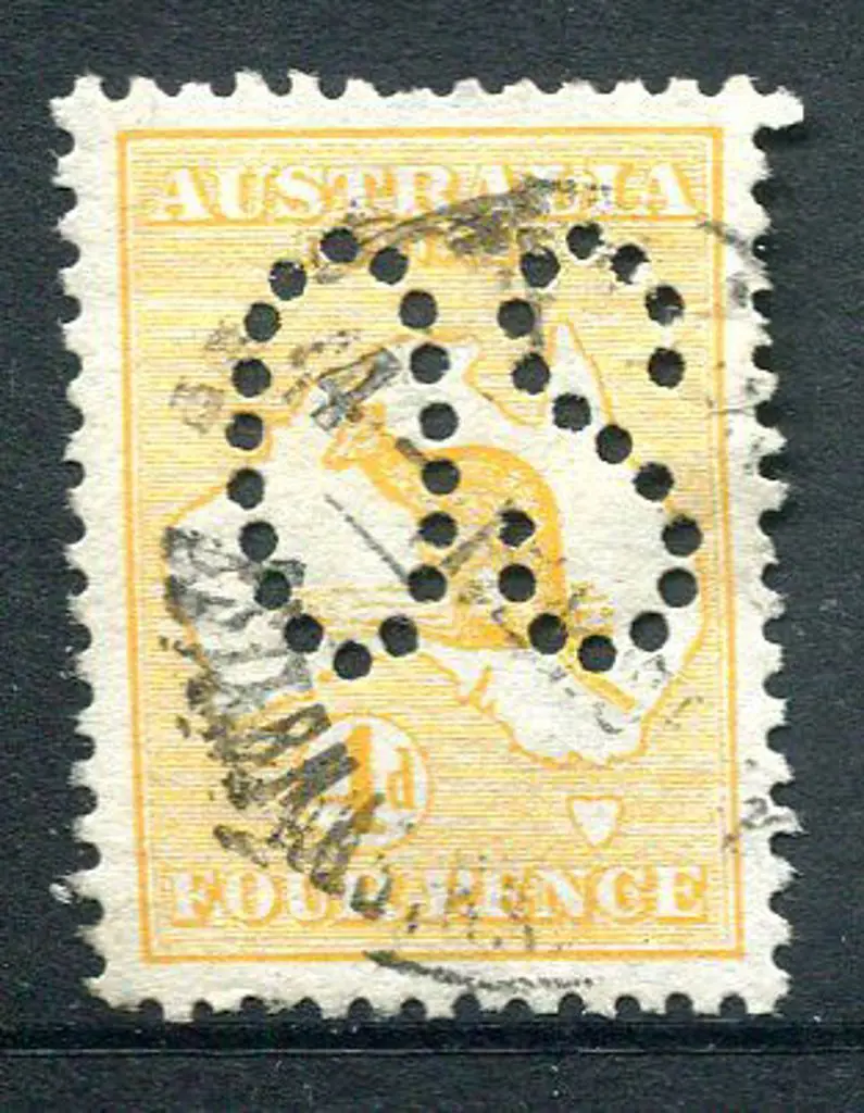 1913 4d yellow-orange, 1st wmk perfined large ... Image 1++