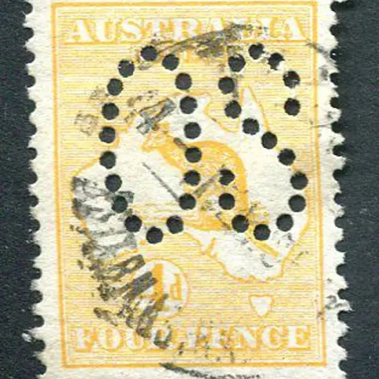 1913 4d yellow-orange, 1st wmk perfined large ...