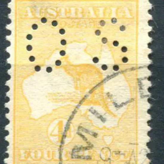 1913 4d yellow-orange, 1st wmk perfined small ...