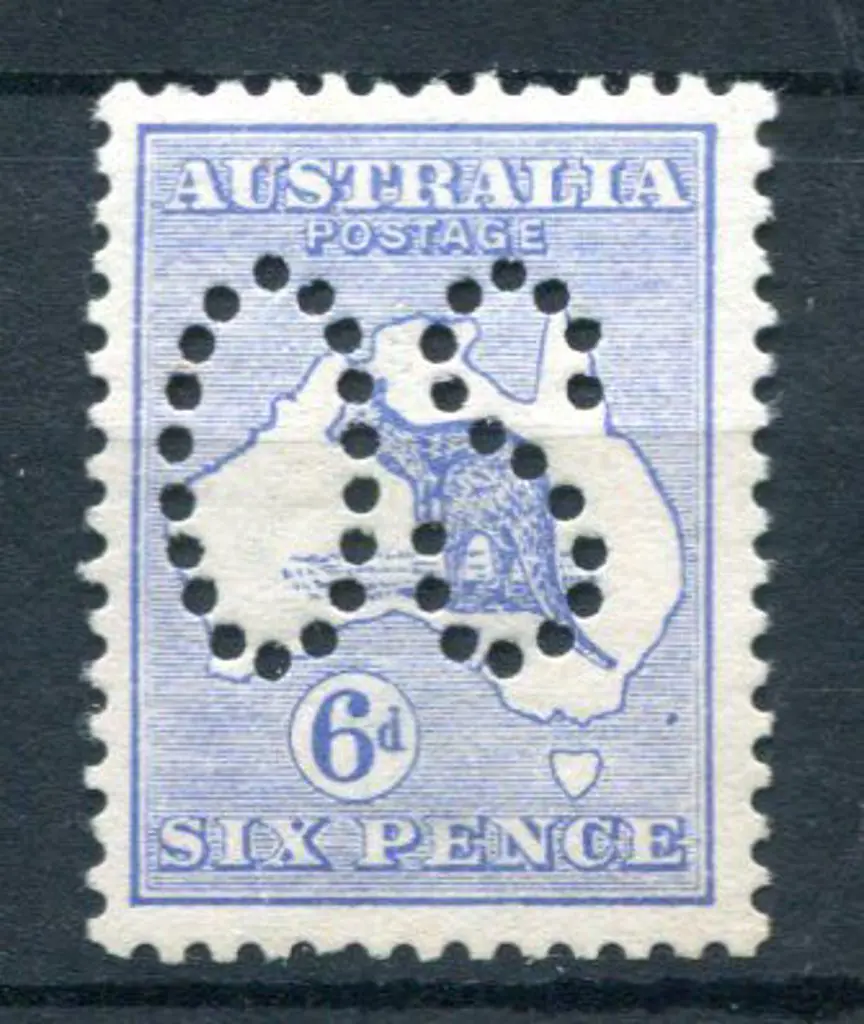 1913 6d blue, 1st wmk perfined large "OS". Fine ... Image 1++
