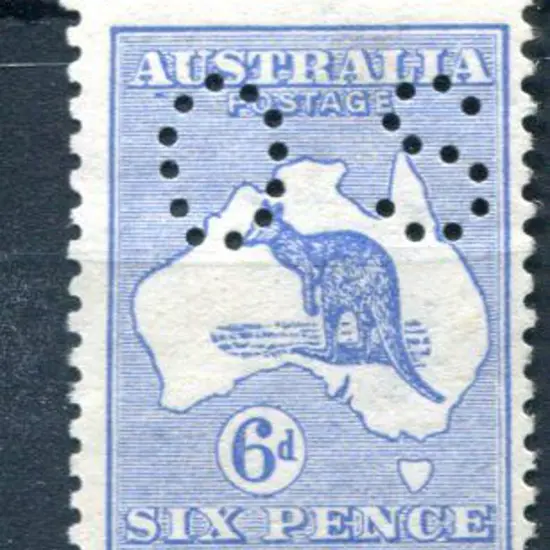 1913 6d blue perfined small "OS". MVLH, centred ...