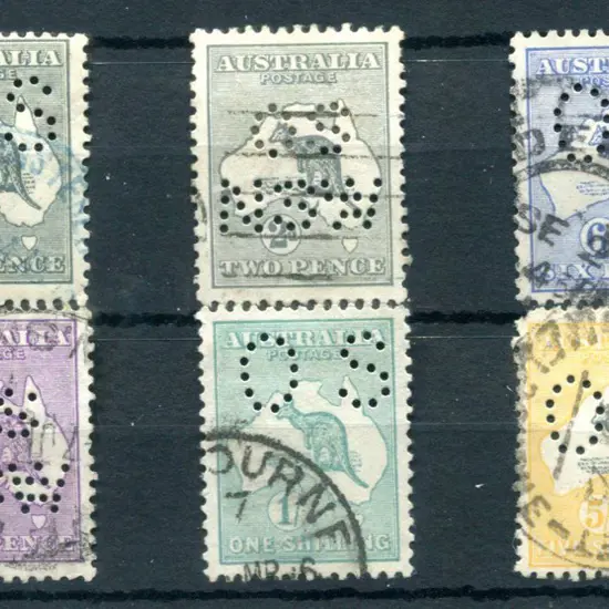1915 2d to 5/-, 2nd wmk perfined "OS" set of 5, ...