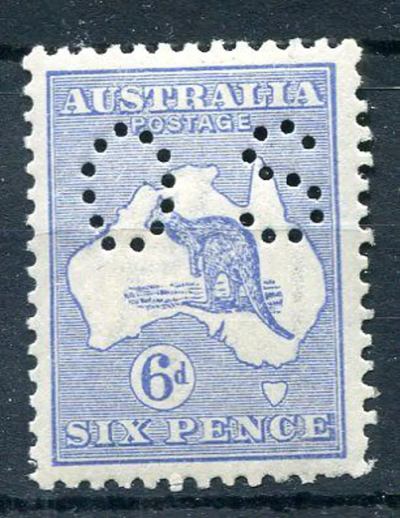 1915/28 6d blue, 3rd wmk, Die II perfined "OS". ... Image 1++