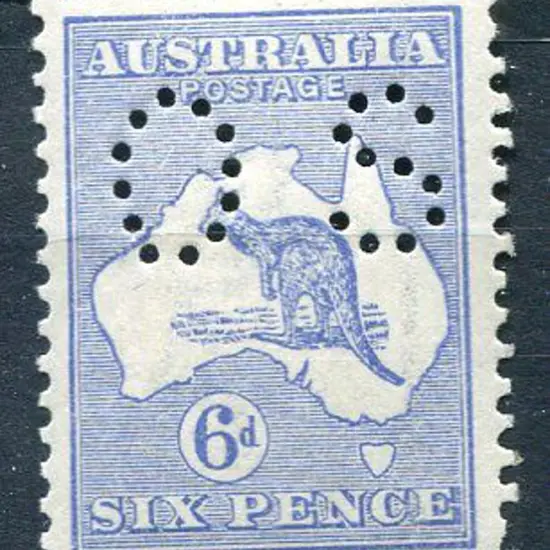 1915/28 6d blue, 3rd wmk, Die II perfined "OS". ...
