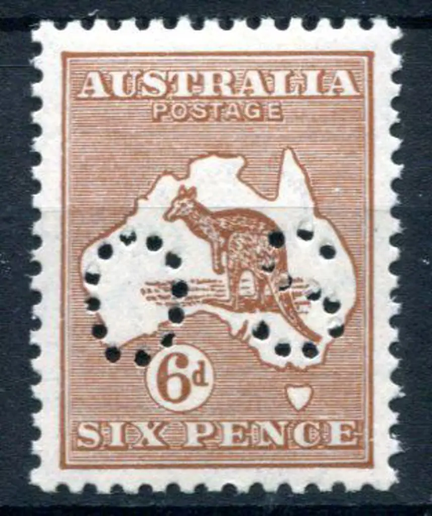 1929/30 6d chestnut, SMW perfined "OS". Superb ... Image 1++