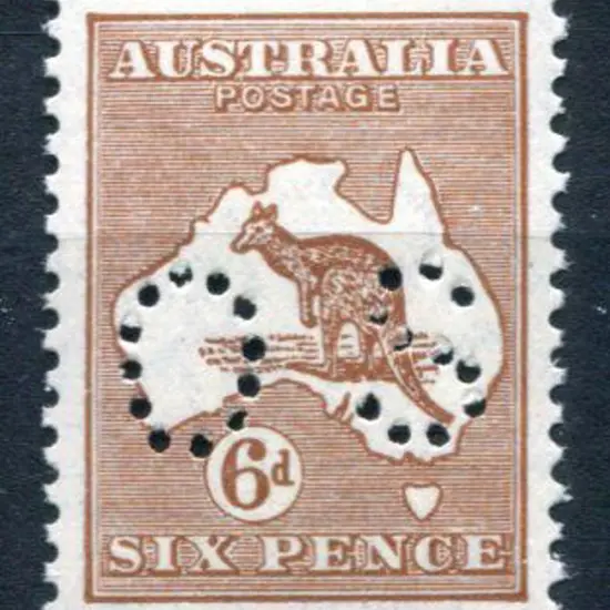 1929/30 6d chestnut, SMW perfined "OS". Superb ...