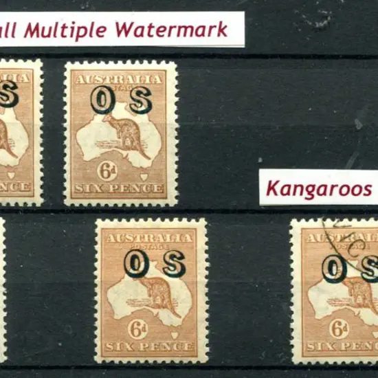 1929/30 6d chestnut, SMW ovptd "OS" x 2 MLH (ACSC ...