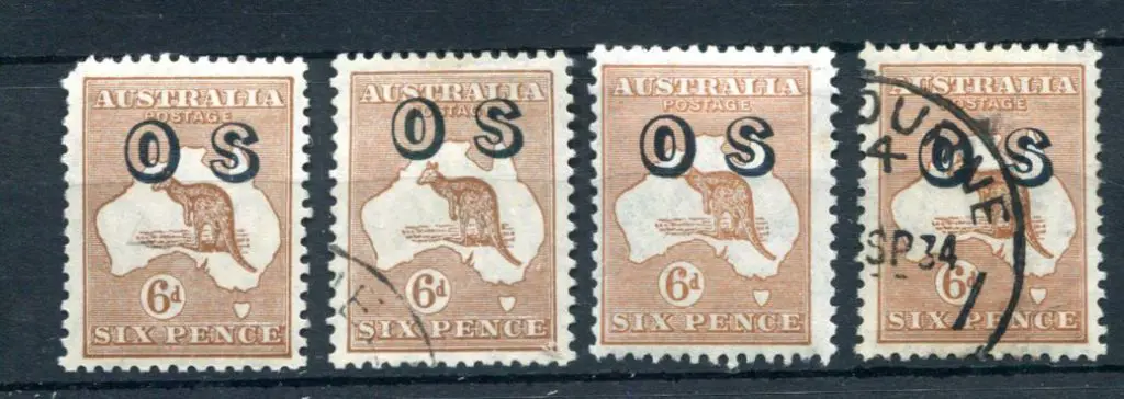 1929/30 6d chestnut in SMW & CofA wmks ovptd "OS" ... Image 1++