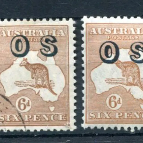 1929/30 6d chestnut in SMW & CofA wmks ovptd "OS" ...