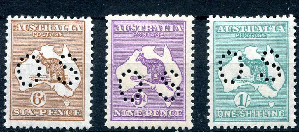 1929 6d, 9d & 1/- Sm Mult wmk group all perfined ... Image 1++